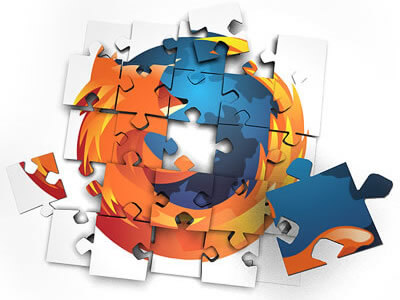 puzzle pieces, composing firefox's logo